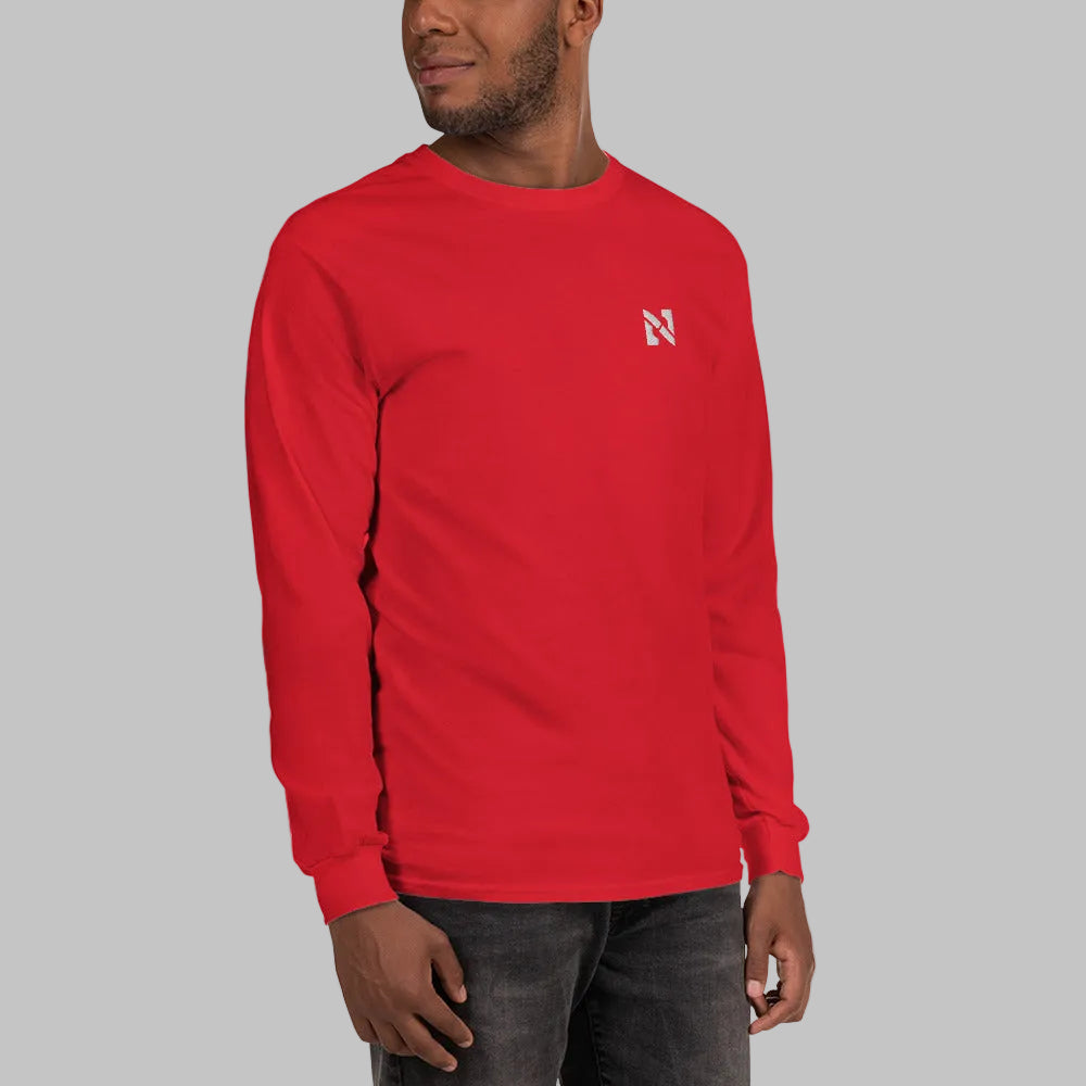 Red long-sleeve shirt